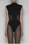 INES COTTON BODYSUIT WITH ELASTIC TULLE DETAILS