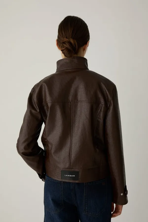 Jules Καφέ Jacket από Συνθετικό Δέρμα