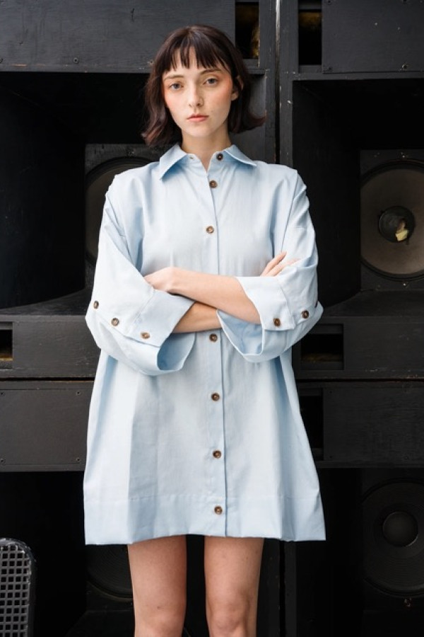 CELEBRATION SHIRT DRESS IN LIGHT BLUE