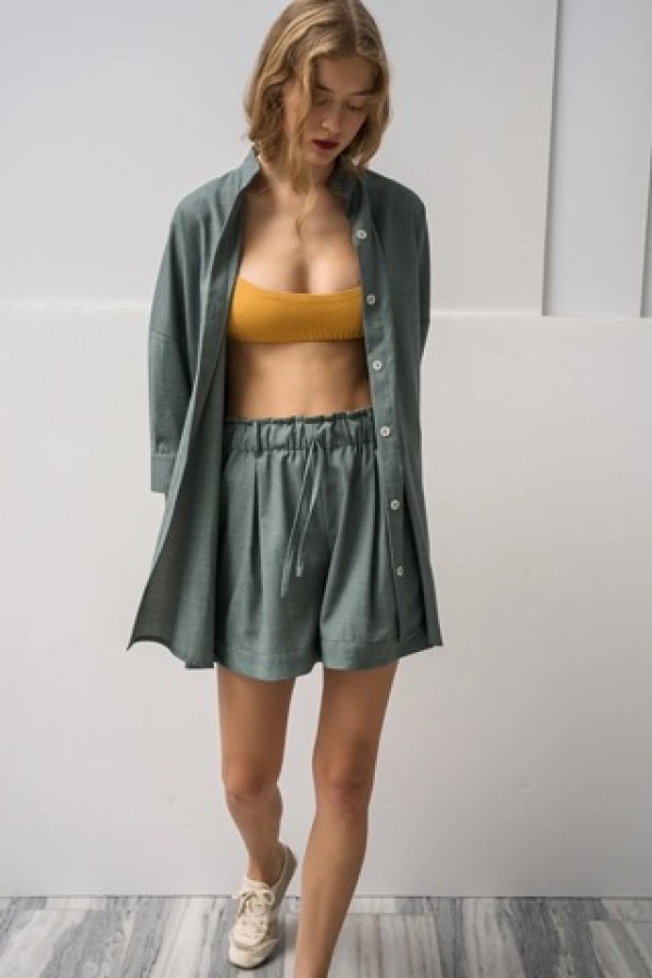 MOTHER OF PEARL SHIRT SEA STONE GREEN