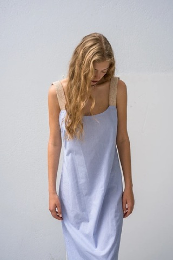 RAFFIA DRESS LIGHT BLUE