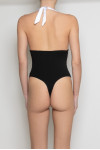 LILA BLACK COTTON BODYSUIT WITG WHITE SATIN