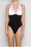 LILA BLACK COTTON BODYSUIT WITG WHITE SATIN