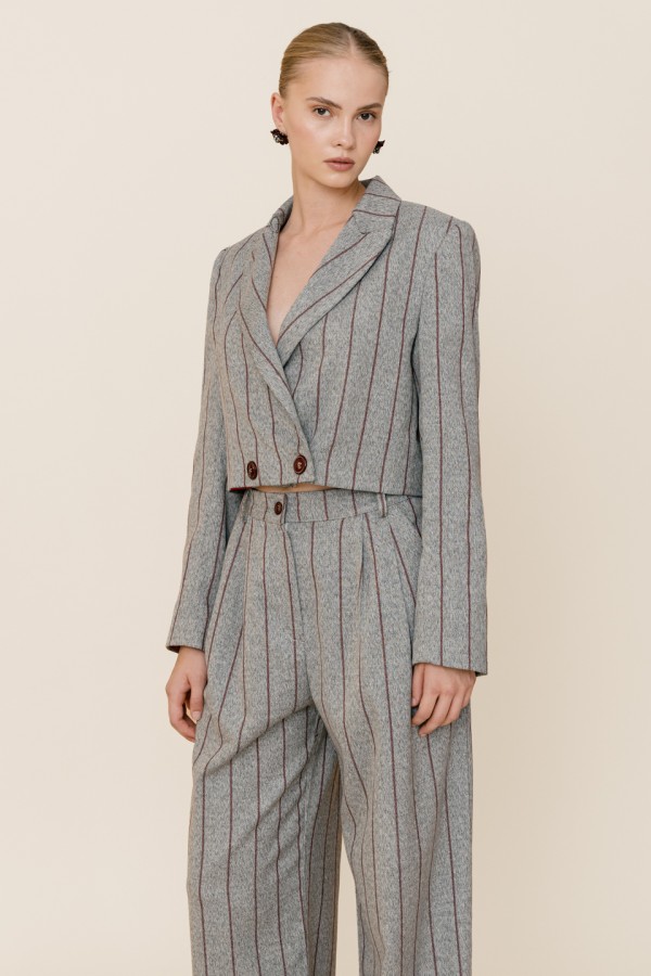 Vera Ριγέ Cropped Blazer