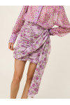 LIORA DRAPPED MINI SKIRT AND ERIS PRINTED SHEER SHIRT