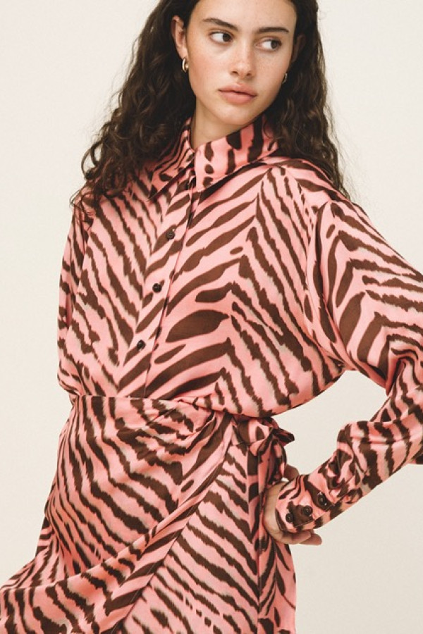 ERIS SILK OVERSIZED SHIRT AND MINI SKIRT