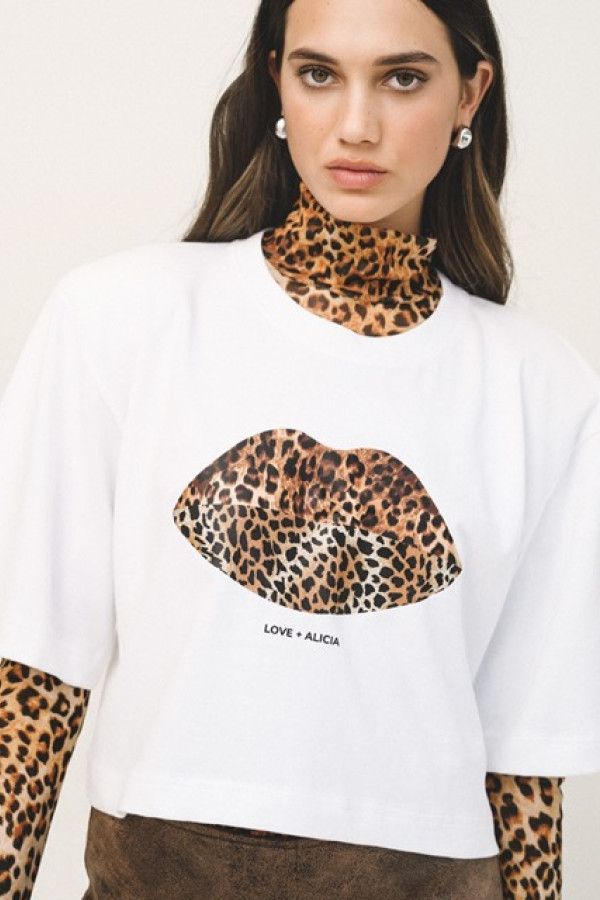 LIPS TEE CROPPED T SHIRT