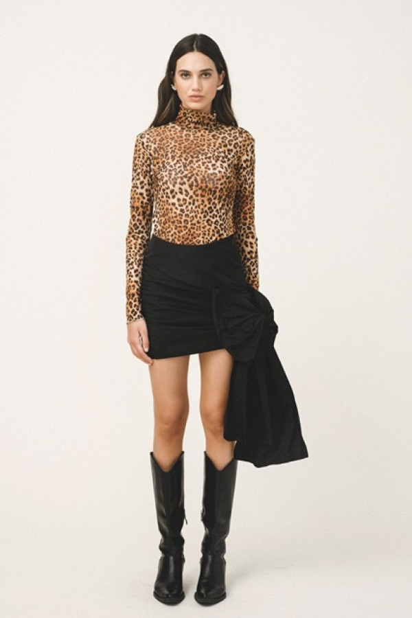 NOEMI SIDE BOW MINI BLACK SKIRT 