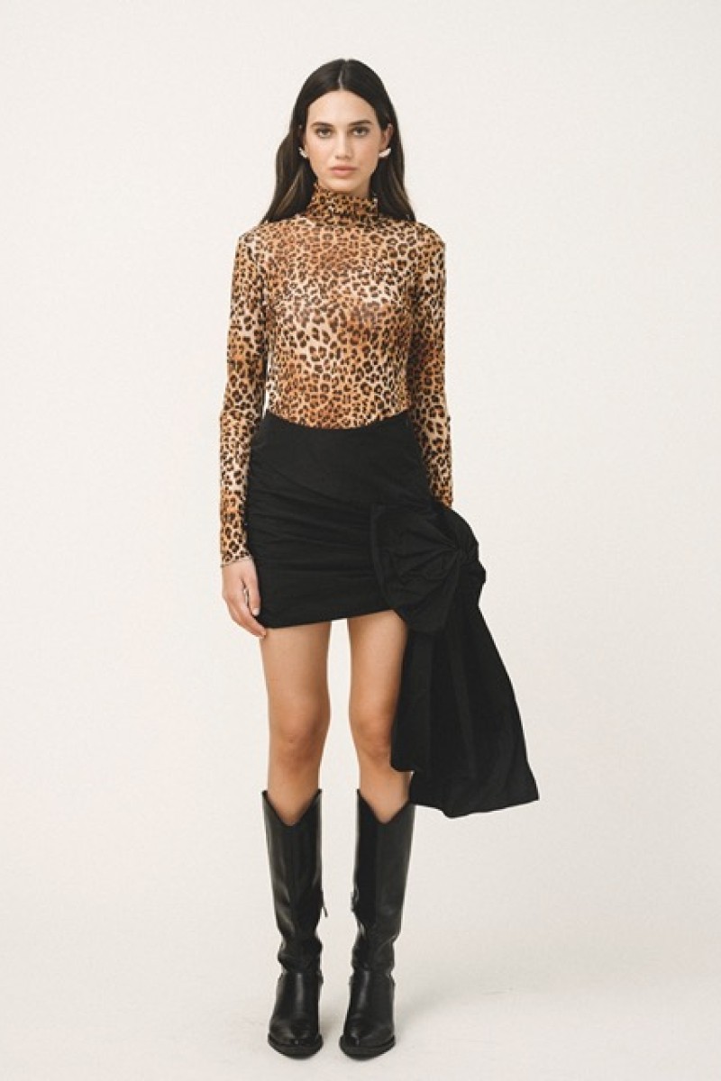 NOEMI SIDE BOW MINI BLACK SKIRT 