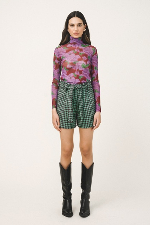 TATUM HOUNDSTOOTH GREEN SHORTS 