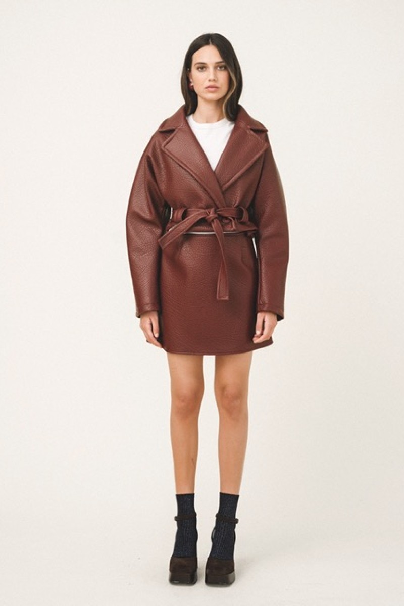 GOVANA LEATHER CROP JACKET AND REA MINI SKIRT 