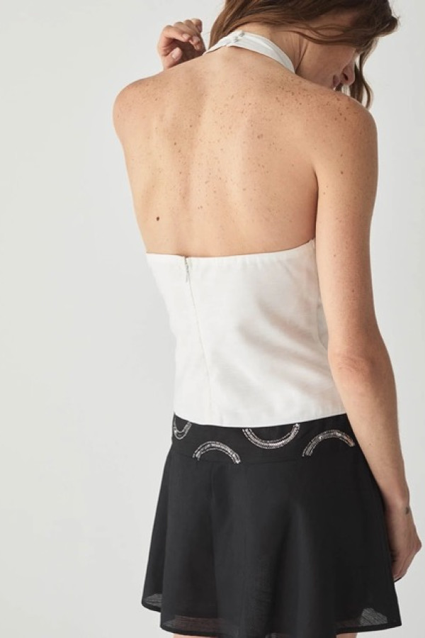MALEN BLACK & WHITE SHORT OPEN BACK DRESS 