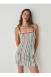 MIREL ECRU STRIPED SHORT DRESS JERSEY