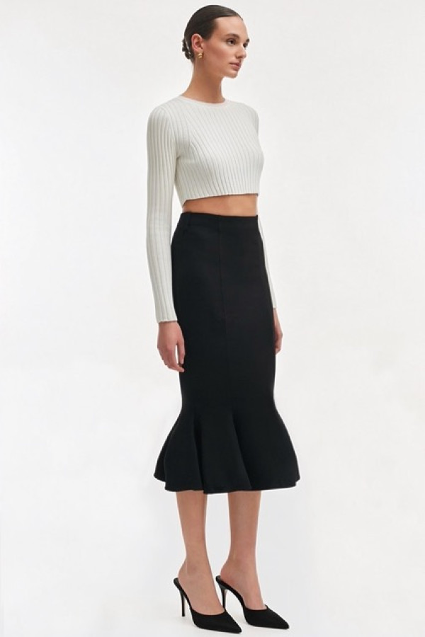 FLEUR SKIRT BLACK MIDI