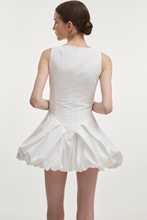 Hibiscus Bubble Mini Dress White