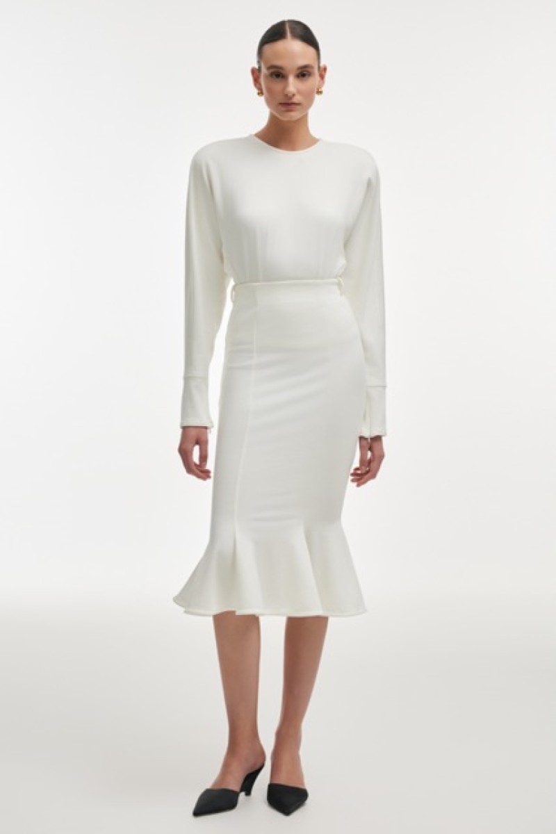 FLEUR SKIRT WHITE MIDI
