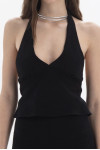 BLACK TOP WITH DEEP V NECK 