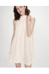 SLEEVELESS LACE DRESS ECRU VASARELY