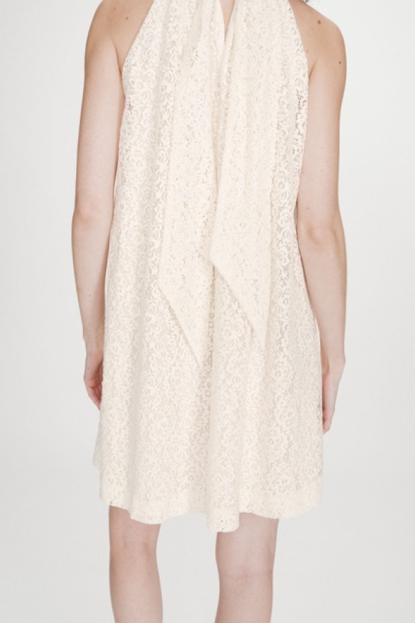 SLEEVELESS LACE DRESS ECRU VASARELY