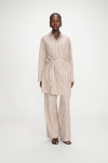 STRIPED BELTED SHORT SHIRT DRESS MOCHA VISERY