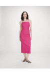 LINEN LONG DRESS WITH SQUARE NECKLINE FUCHSIA VERANYS