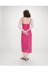 LINEN LONG DRESS WITH SQUARE NECKLINE FUCHSIA VERANYS