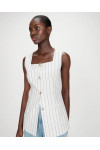 TAILORED PINSTRIPE LINEN  VEST WHITE VIC