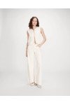 HIGH-WAIST WIDE-LEG OFF WHITE JEANS WITH BRAIDED BELT ECRU JADEN