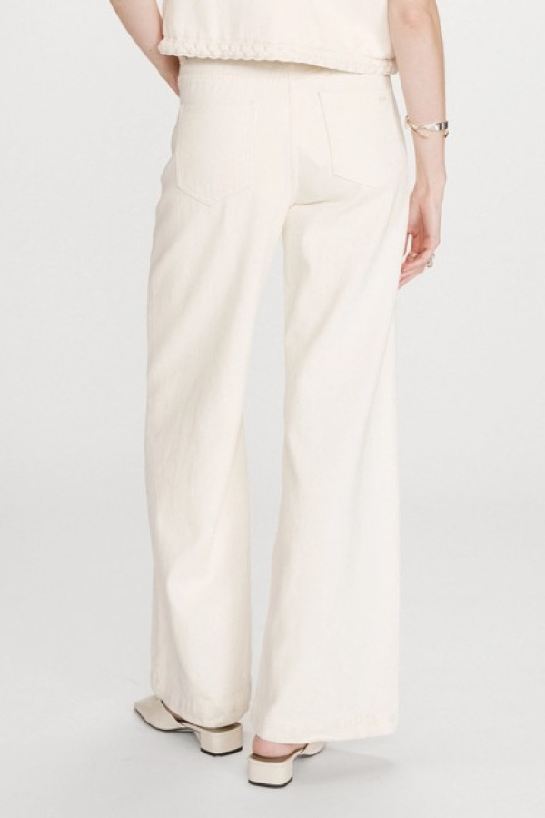 HIGH-WAIST WIDE-LEG OFF WHITE JEANS WITH BRAIDED BELT ECRU JADEN