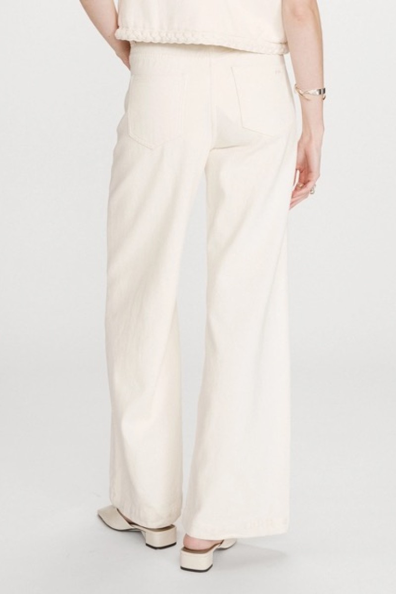 HIGH-WAIST WIDE-LEG OFF WHITE JEANS WITH BRAIDED BELT ECRU JADEN