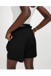 STRAIGHT SHORTS MID-RISE WAIST WITH PLEATS BLACK VITE