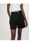 STRAIGHT SHORTS MID-RISE WAIST WITH PLEATS BLACK VITE
