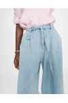 OVERSIZED JEANS MID-RISE WAIST SKYBLUE POMPON