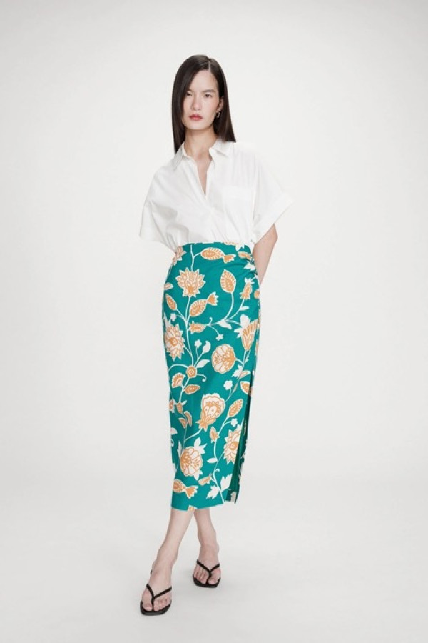 FLORAL LINEN TOP VERT VAHE