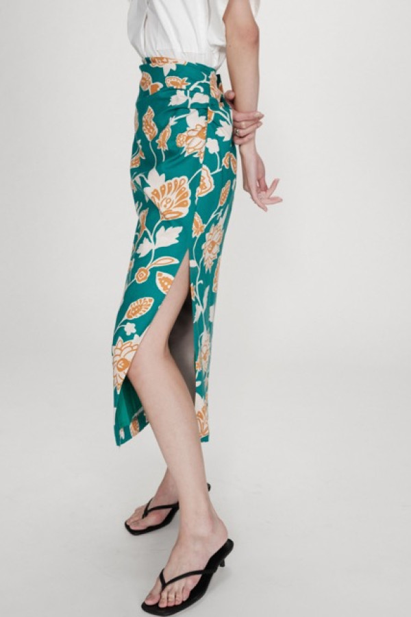 FLORAL LINEN TOP VERT VAHE