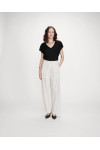 STRAIGHT LINEN TAILORED PANTS FINE STRIPES WHITE 