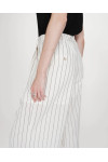 STRAIGHT LINEN TAILORED PANTS FINE STRIPES WHITE 