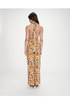 PRINTED BACKLESS JUMPSUIT COGNAC ORANGE VANINA