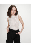SLEEVELESS LACE CREW-NECK TOP IVOIRE VINTIE