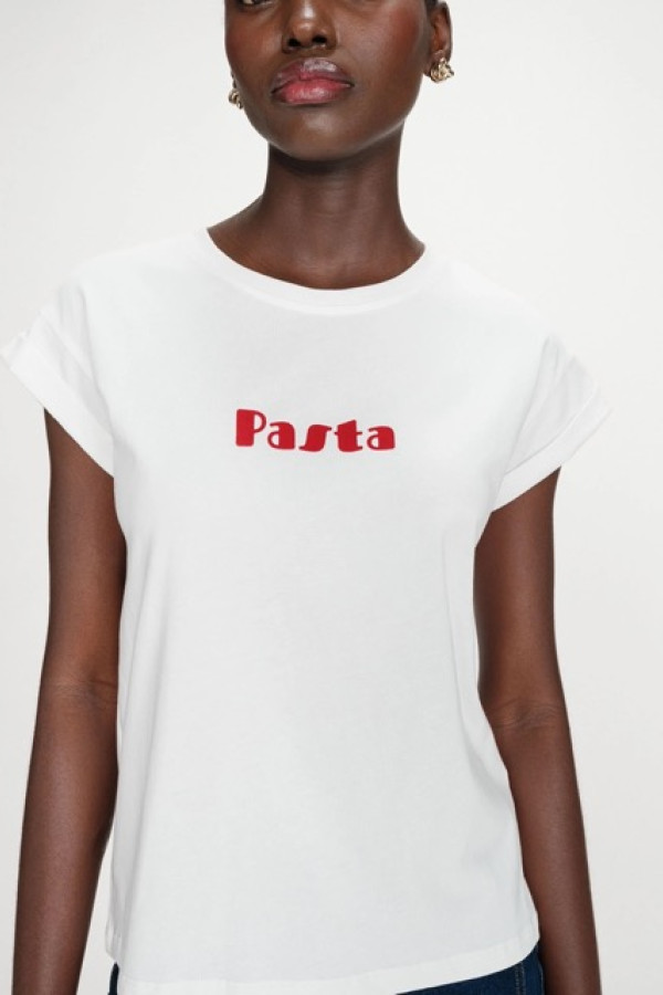  T-SHIRT WITH PRINTED SLOGAN ROUGE VICO
