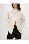 OVERSIZED STRIPED SHIRT WITH TIE-BACK BLEUET VALERIE LONG SLEEVE