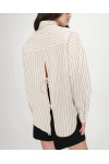 OVERSIZED STRIPED SHIRT WITH TIE-BACK BLEUET VALERIE LONG SLEEVE