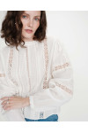 RUFFLED COLLAR BLOUSE WITH LACE WHITE VELMA