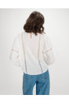 RUFFLED COLLAR BLOUSE WITH LACE WHITE VELMA