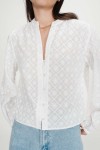 COTTON EMBROIDERED MAO-COLLAR BLOUSE IVOIRE VANDITA