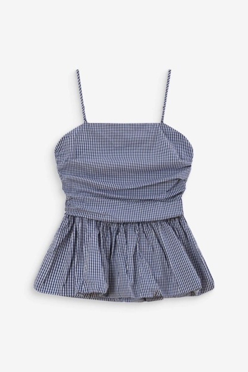 PEPLUM BUSTIER SQUARE-NECK MARINE VALO