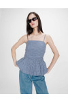 PEPLUM BUSTIER SQUARE-NECK MARINE VALO