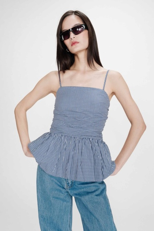 PEPLUM BUSTIER SQUARE-NECK MARINE VALO