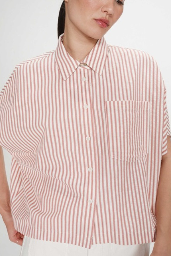 OVERSIZED STRIPED SHIRT CORAIL VERCIA