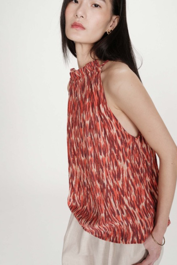 FLOWING SLEEVELESS PRINTED TOP SANGUINE VOTELLO